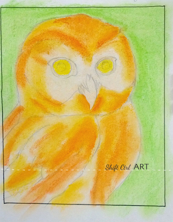 Owl pastel drawing