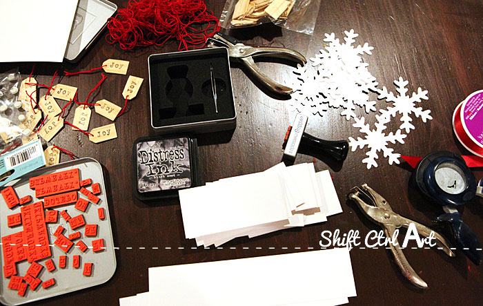 Snow flake wood shingle gift tags 2