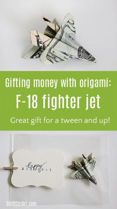 #gifting #money with #origami #F-18 #fighter #jet