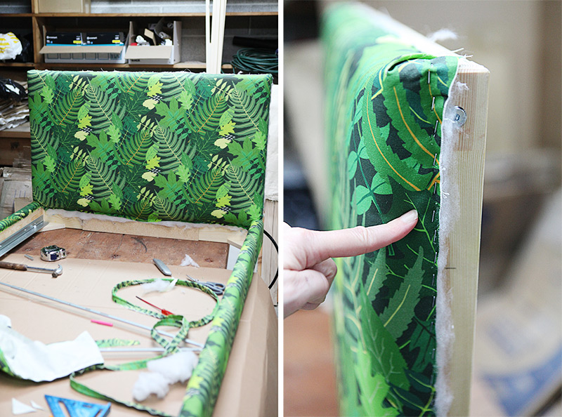 How to upholster a bedframe with piping