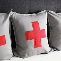 IKEA idea: sew on a Swiss cross to a GURLI pillow