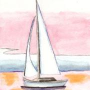 Water color sail boat - cards