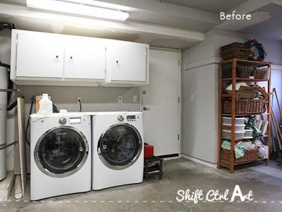 Laundry nook in garage make-over - before and demo