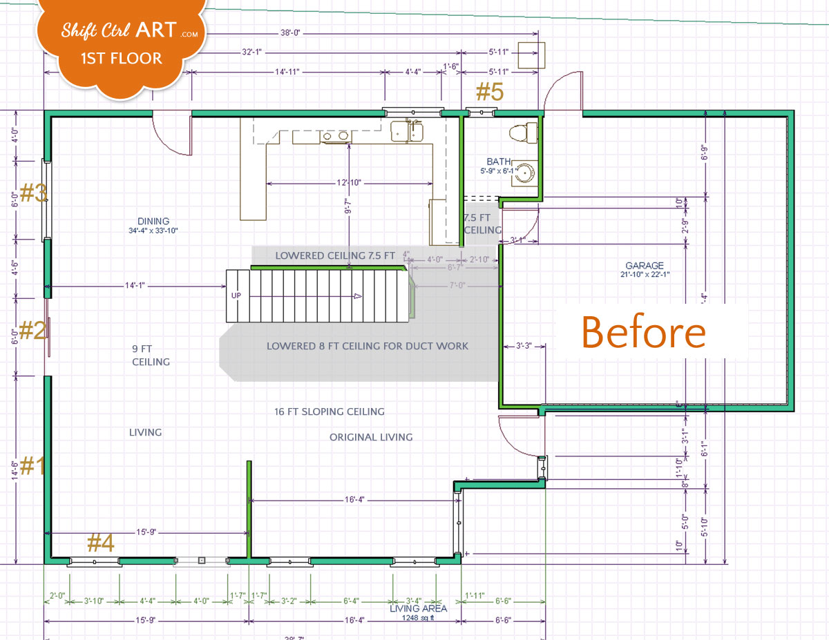 Floor plan downstairs Before