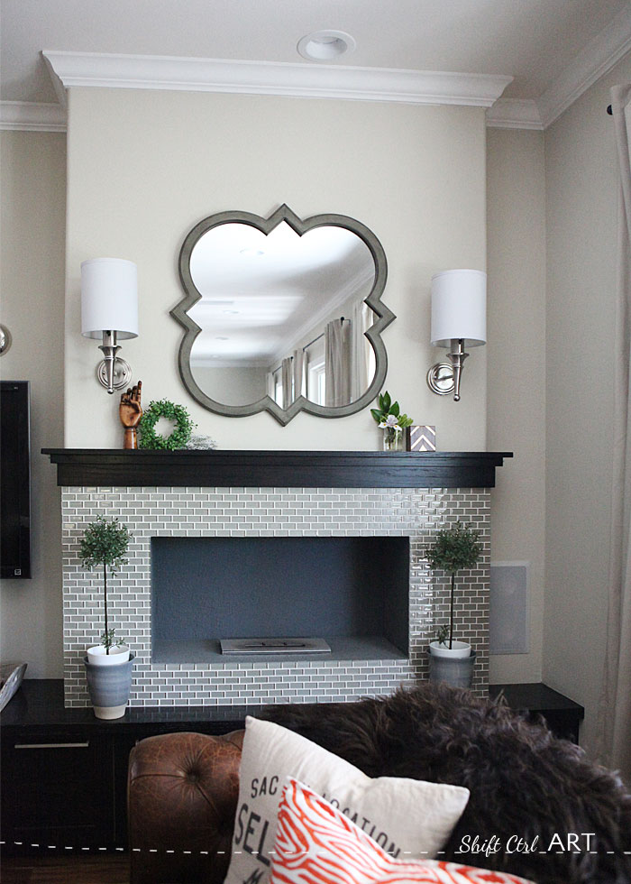 DIY ethanol fire place glass tile entertainment center 1