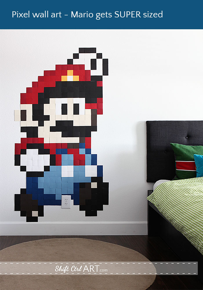 super mario logo pixel art