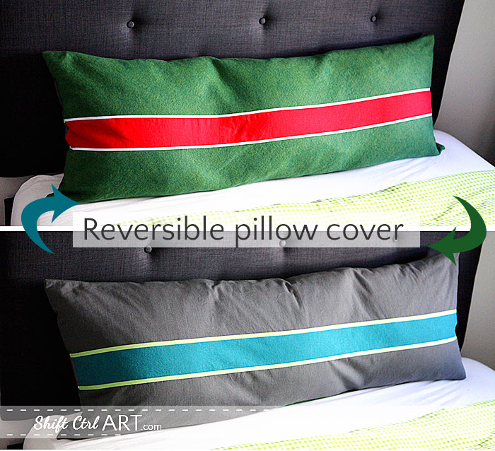 Zip to it: reversible pillow cover with a graphic stripe.