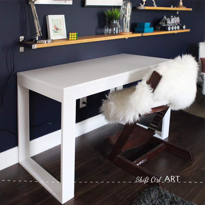 Bs blue wall tween make over reveal diy desk and shelves IKEA hack 5