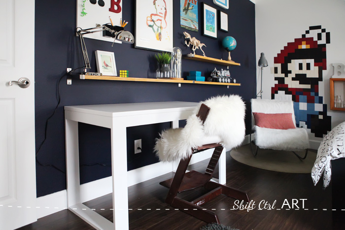 Bs blue wall tween make over reveal diy desk and shelves IKEA hack