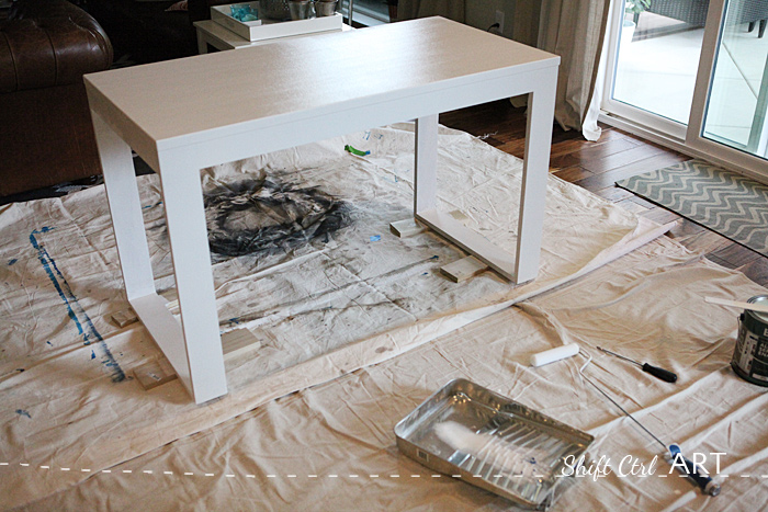 How to build a white modern desk with miter saw and kreg jig 1