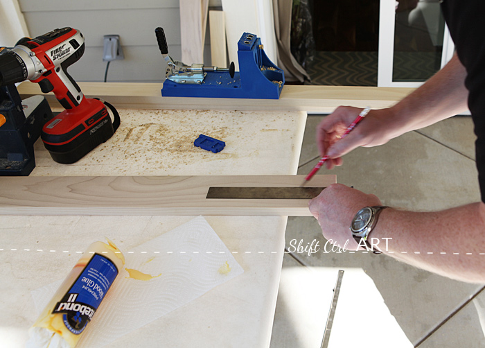 How to build a white modern desk with miter saw and kreg jig 1