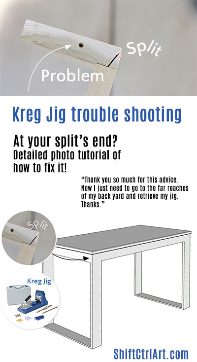 Kreg Jig trouble shooting avoid split ends pin