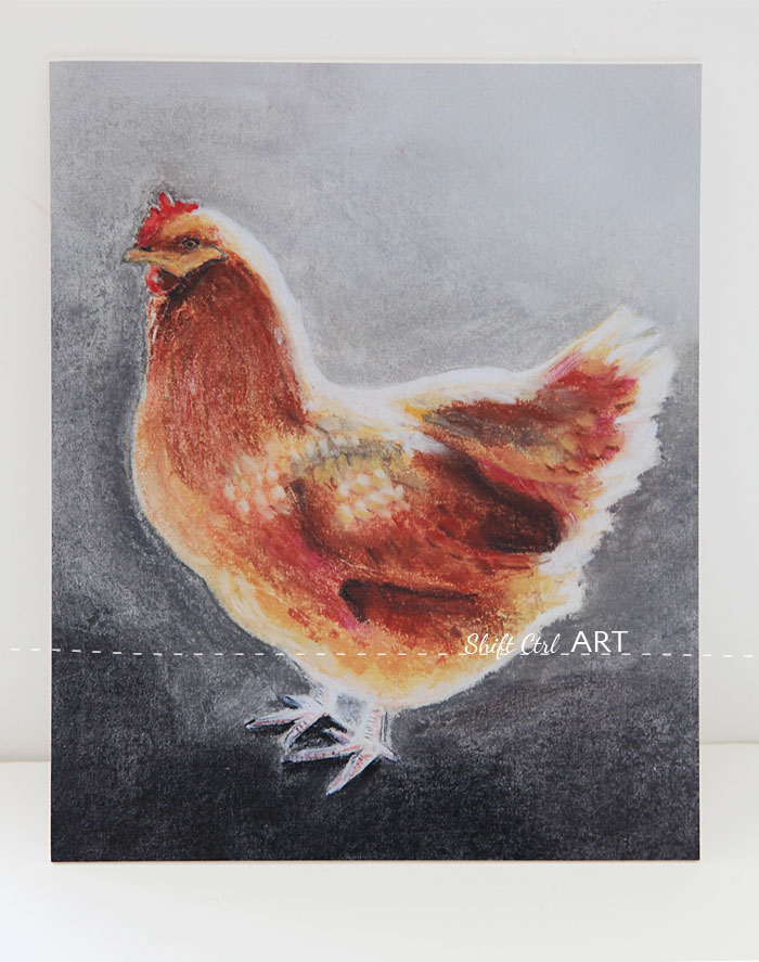 Chicken pastel drawing steps 1