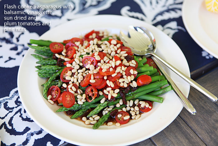 asparagus tomato pine nut side