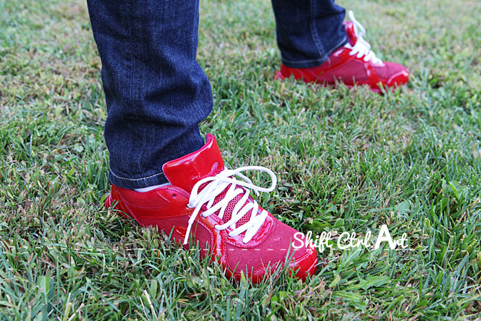 earthbound ness halloween costume spray shoes painted thrifted