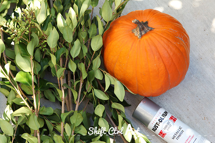 Silver leaf pumpkin halloween door decor 1