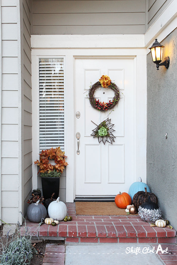 Silver leaf pumpkin halloween door decor 1