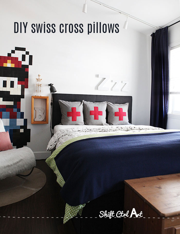 #IKEA idea: Swiss cross #pillows in minutes - with #free downloadable #template