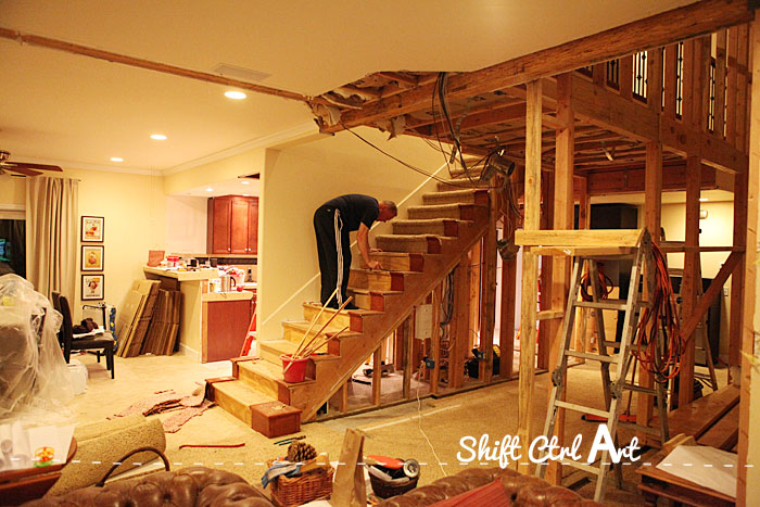 Staircase before and demo 1