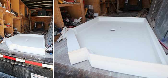 Master bath pan installation finding rectangle drop in sink 1