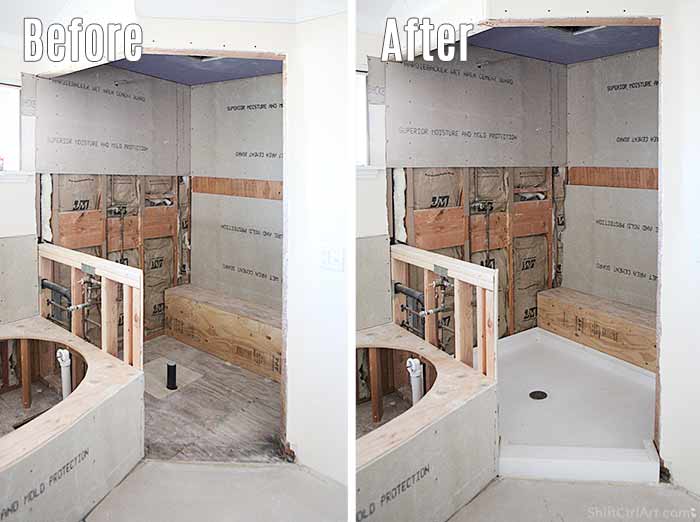 Master bath pan installation finding rectangle drop in sink 1