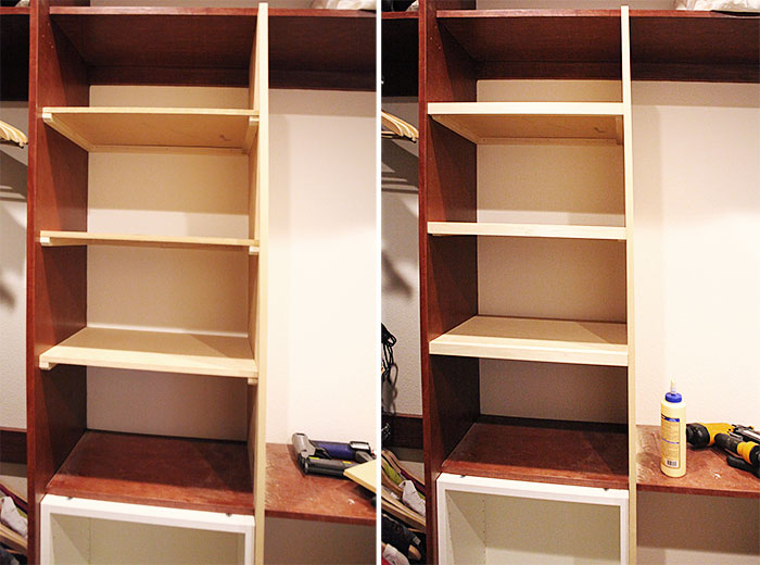 Master closet new shelves 1