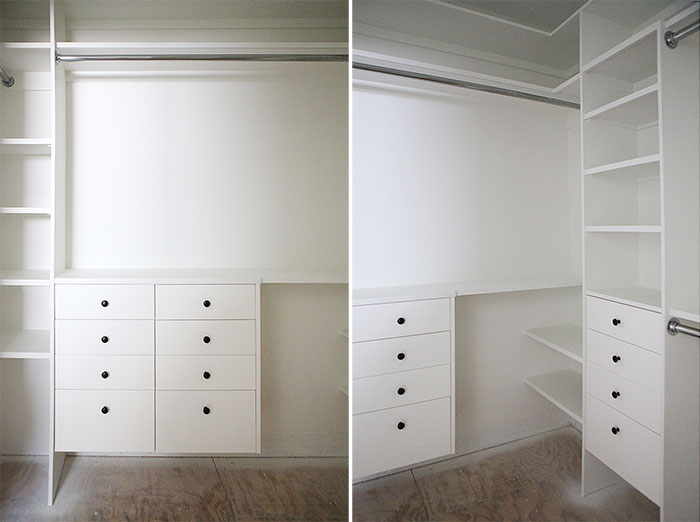 #Master #walk #closet #progress painted drawers + knobs intalled