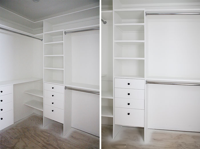 #Master #walk #closet #progress painted drawers + knobs intalled