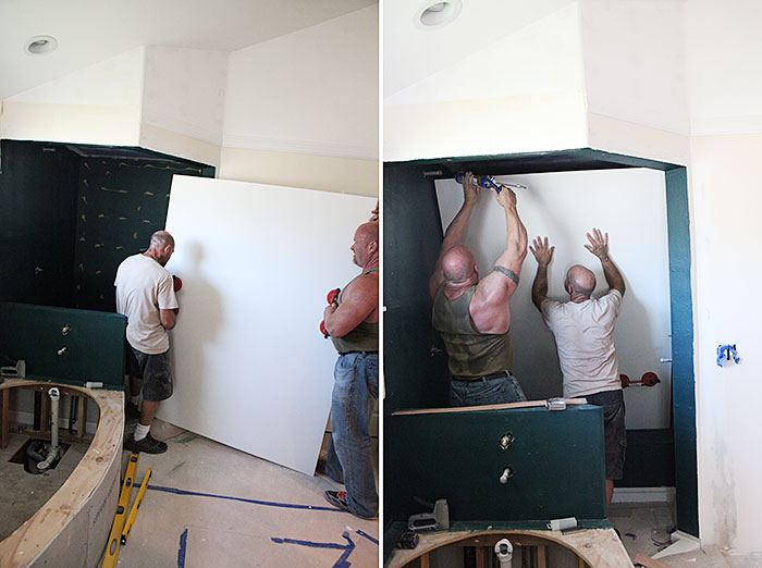 Master bath tiling and marble