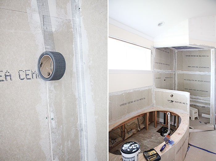 Master bath tiling and marble