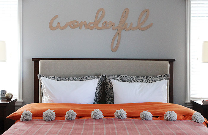 Upholstered headboard insert DIY and pillows