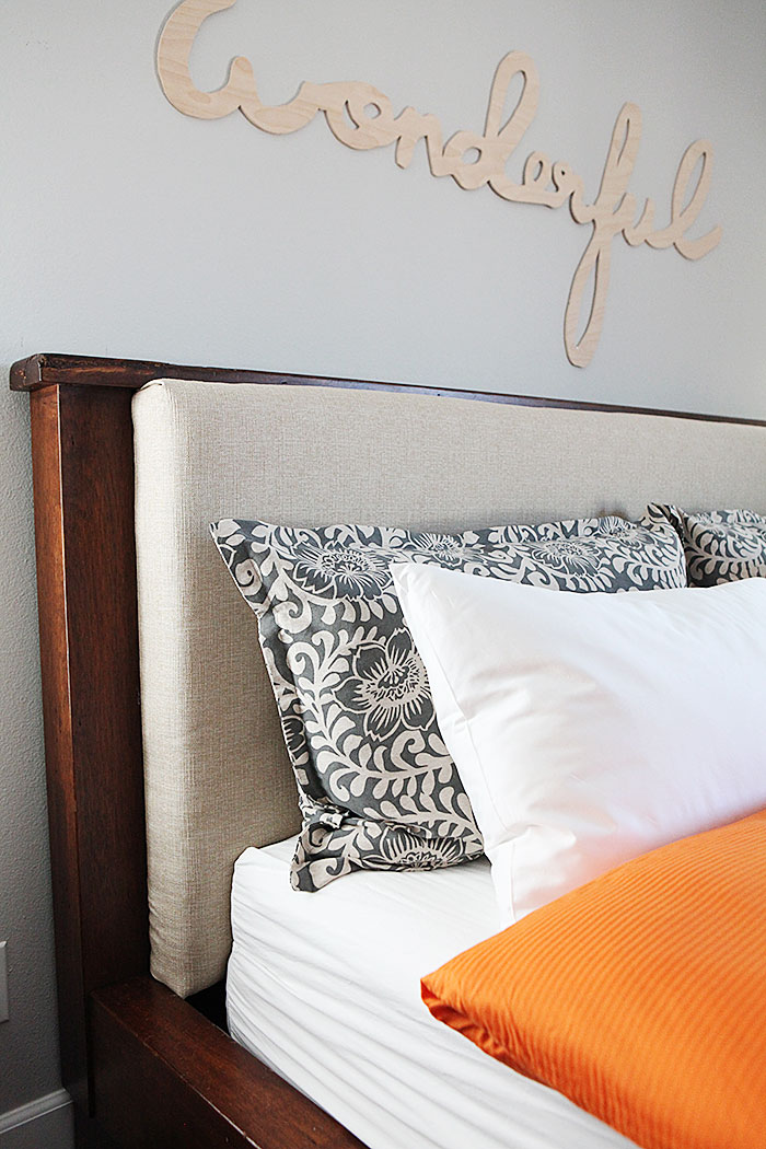 DIY upholstered headboard insert and pillows