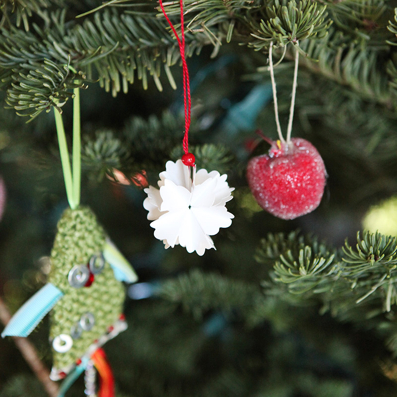 Scalloped fan ornament - handmade Christmas