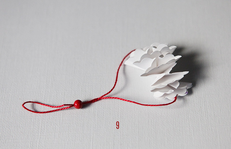 Scalloped fan ornament - handmade Christmas