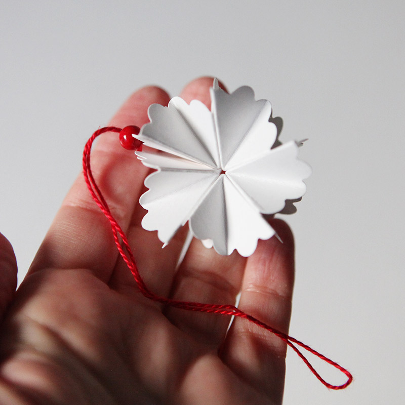 Scalloped fan ornament - handmade Christmas