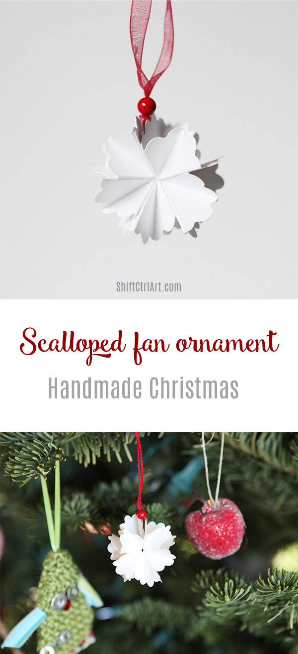 Scalloped fan ornament - handmade Christmas