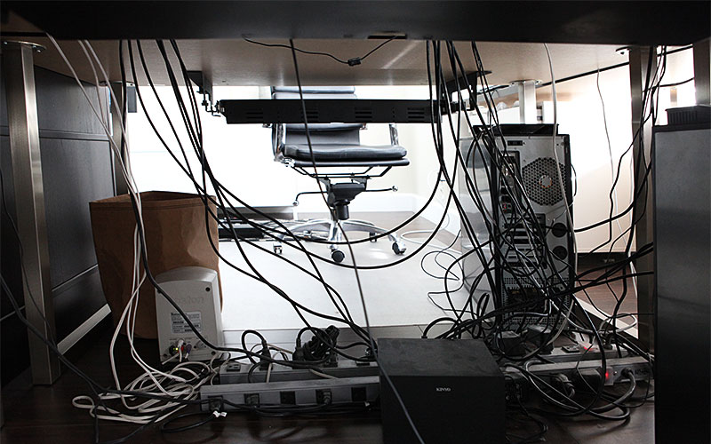 How to Organize a tangled mess of cables under your desk