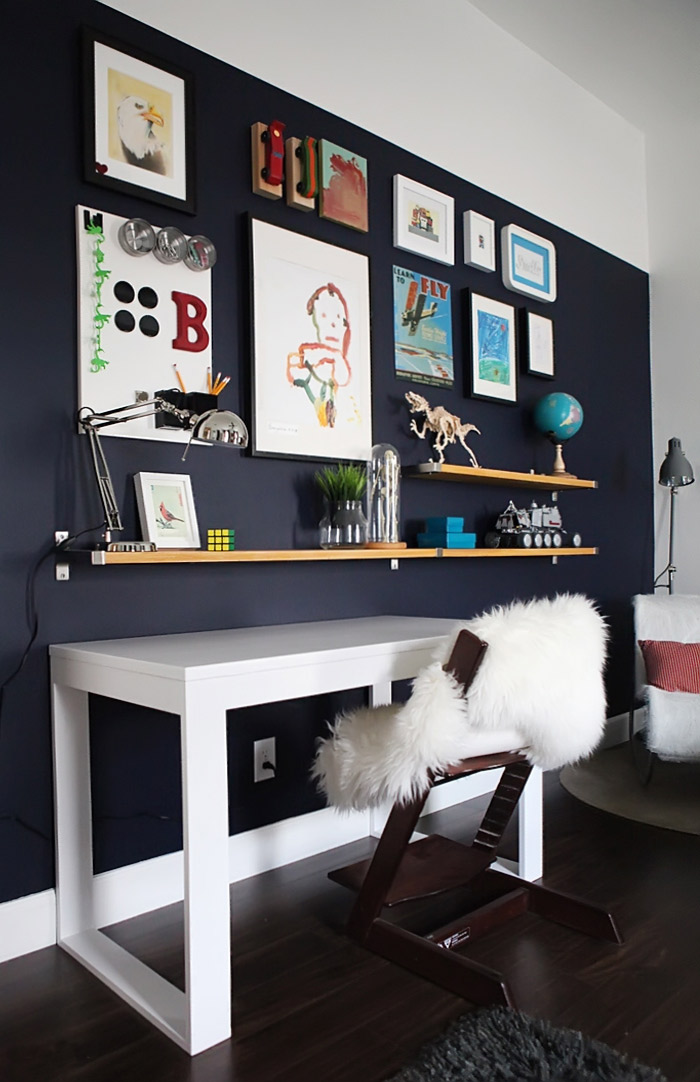 Bs blue wall tween make over reveal diy desk and shelves IKEA hack 3