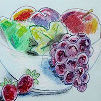 Fruit basket - water color crayon