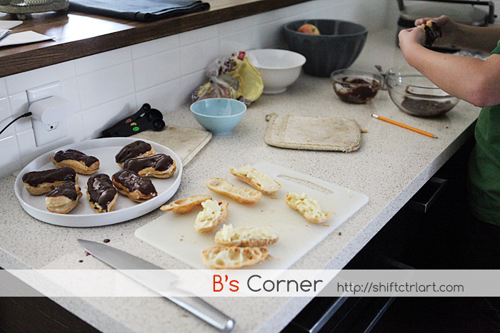 Chocolate eclairs Cooking Fridays homeschooling