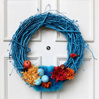 Egg and feather goes together - jewel toned Easter door wreath