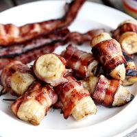 Grilled bacon wrapped bananas