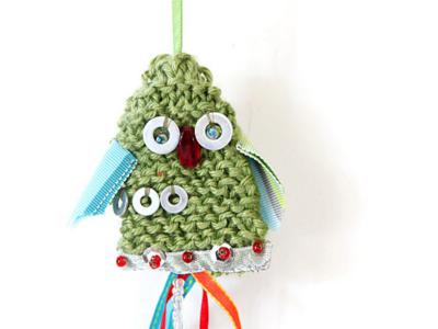 Yule Tide Owls - hand knitted ornaments