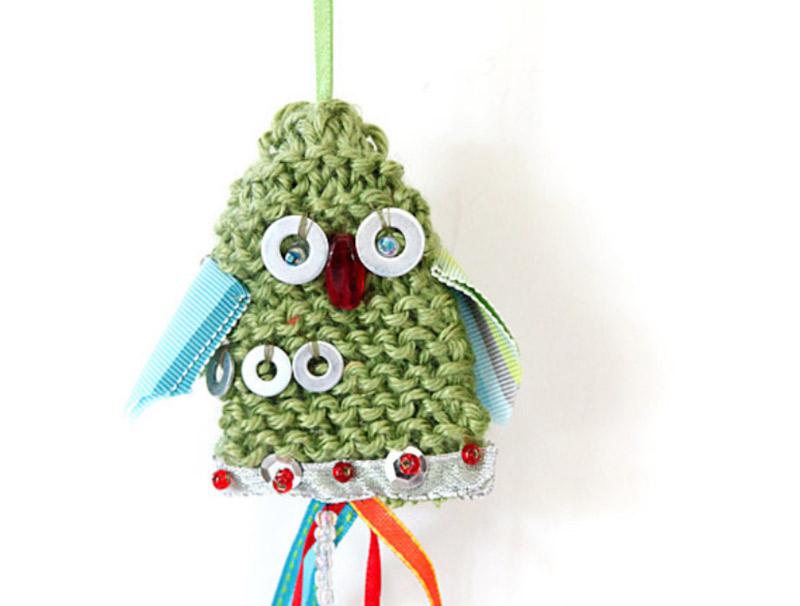 Yule Tide Owls - hand knitted ornaments