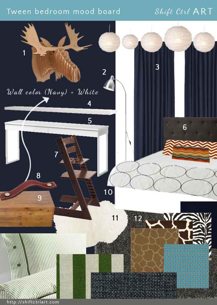 B's tween room mood board