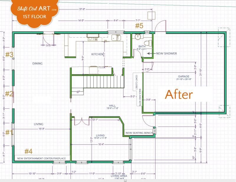 1st floor plan - before and after