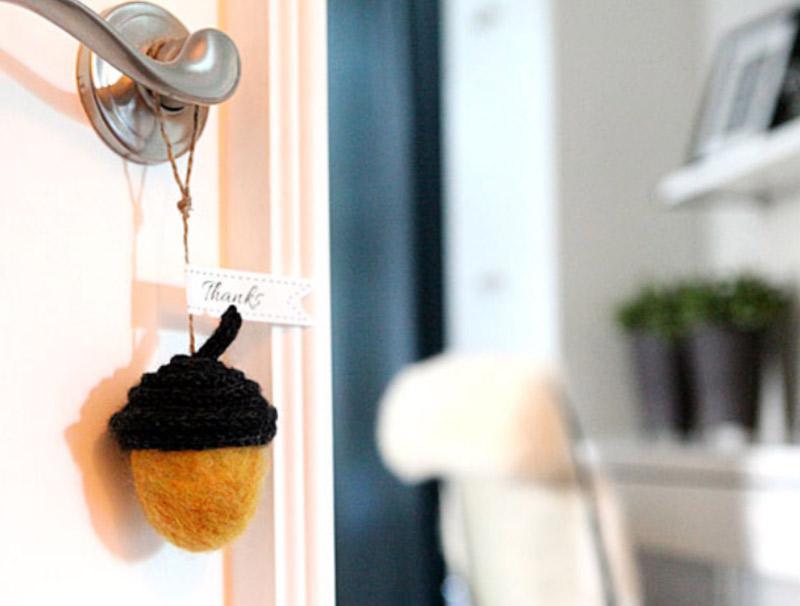 Felted acorn - a door hanger