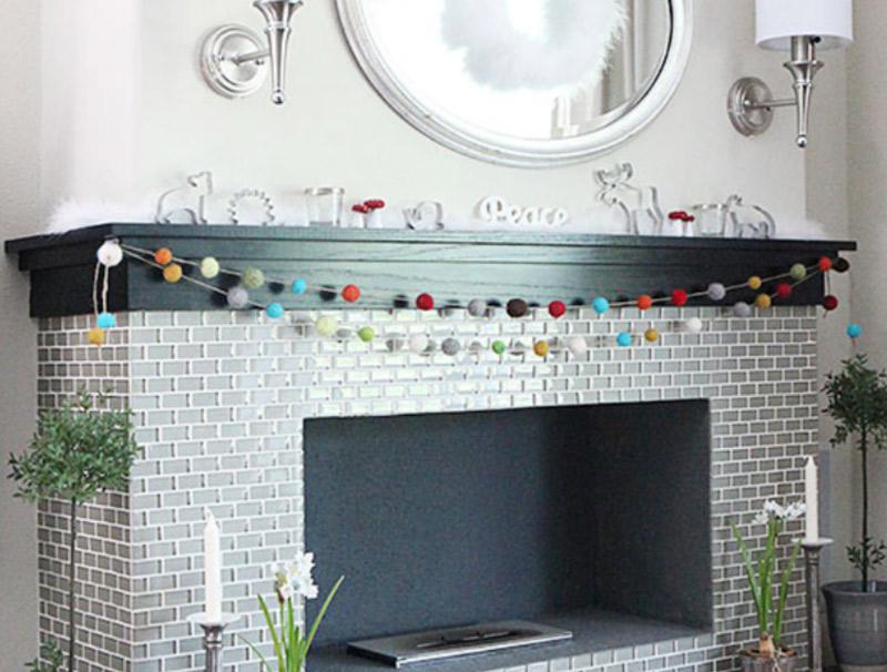 Our Christmas mantle - DIY felted ball garland