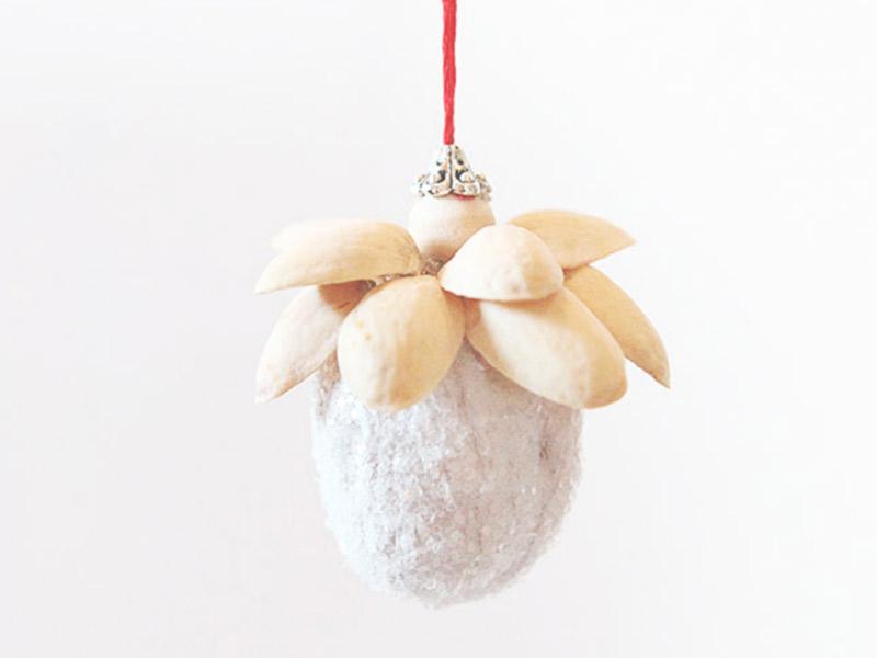 Walnut pistachio ornament and our Christmas tree