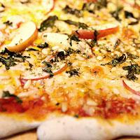 Apple parmesan pine nuts basil on garlic herb crust pizza - recipe